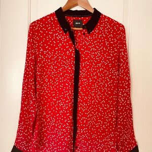 Anthropologie Maeve Red Polka Dot Button Down Shirt